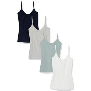 Amazon Essentials Lot de 4 caraco en tricot à col en V pour femme (disponible en grande taille), gris chiné/bleu marine/vert sauge/blanc, taille L