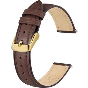 BISONSTRAP Stijlvolle leren horlogeband compatibel met lugs van 12, 14, 15, 16 en 18 mm, lederen horlogeband voor dames en heren, Leer