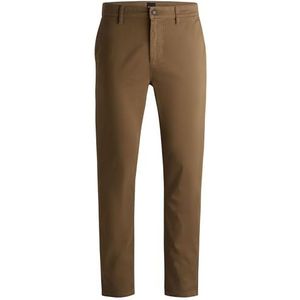 BOSS Taps toelopende chino voor heren, katoen, satijn, stretch, bruin, 38 W/32 L, Bruin