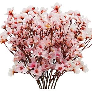 Uieke 8 stuks kunstkersenbloesems van zijde, voor knutselen, thuis, bruiloftsboom, feestdecoratie, roze