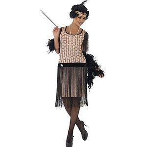 Smiffys Kostuum met franjes Coco jaren 20 jurk, sigarettenhouder, halsketting en hoed, maat M