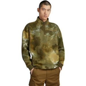 G-STAR RAW Losse SW Fleece halve ritssluiting voor heren, Veelkleurig (Tobacco Blurry Camo D23491-d481-g143)