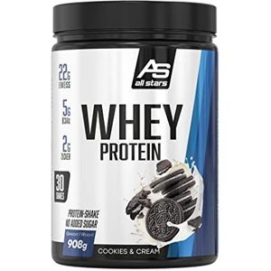 All Stars 100% Whey Proteïne 908 g I Eiwitpoeder met weiconcentraat en isolaat I Heerlijk zwak poeder I Hoogwaardig eiwitpoeder I Romige Eiwitshake met koekjes &