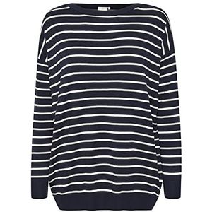 KAFFE Damestrui met striped jumper, breiwerk, blouse, lange mouwen, sweatshirt, dames, midnight marineblauw W chalk strips, XXL, Midnight Marine W.chalk Strips