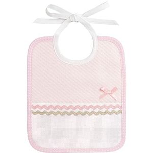 FILET - Slabbetje van zachte stof, roze ruitpatroon, met zak van Aida stof, ideaal om de kleding van je kind te beschermen, 100% Made in Italy, kleur roze