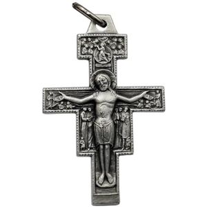 HET KRUIS VAN SINT DAMIAN (GETROUWDE REPRODUCTIE VAN DE CRUCIFIX DIE MET SINT FRANCOIS VAN ASSISA SPREKTE) - 100% GEMAAKT IN ITALIË, Sterling Zilver, Geen edelsteen