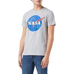 Nasa Heren T-shirt met rond logo, grijs (Sports Grey Spo), S, grijs (Sports Grey Spo)