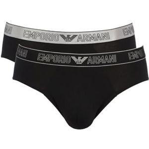 Emporio Armani Underwear Heren 2-Pack Silver Set Brief, Boxershorts voor heren, Zwart/Zwart, M-XXL, Zwart/Zwart