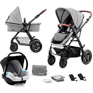 KINDERKRAFT KKWMOOVGRY00NC MOOV, 3-in-1 kinderwagen, trio, kinderen, autostoel, accessoires, grijs. 1 stuk.