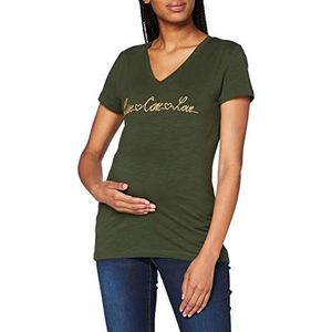 MAMALICIOUS Mltali T-shirt voor dames, S/S jersey, Duffel Bag / Print: geborduurd goud Lurex Tread