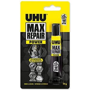 UHU Max Repair Power – extra sterke en flexibele lijm, transparant, ideaal voor schoenen, rubber, leer, 20 g tube
