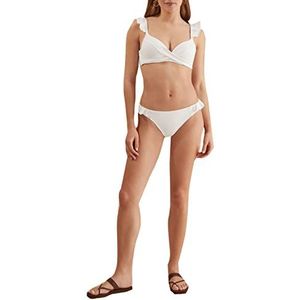 women'secret Bikinibroek voor dames met ruches, wit, ecru, 42, ECRU