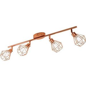 EGLO Zapata Led-plafondlamp, 4 spots, van metaal en gesatineerd glas, woonkamerlamp in koper en wit, halverlichting, inclusief G9-lichtbronnen, warmwit