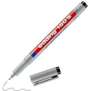 Edding 150 S niet-permanente pen, zwart, 1 stift, ronde veer 0,3 mm, stift voor het beschrijven op glas, kunststof, bladeren en gladde oppervlakken, sneldrogend, met water te corrigeren