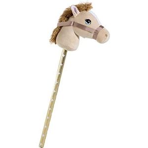 Pluche stokpaardje beige 70 cm - Speelgoed pony / paard stokpaardjes met zwarte manen