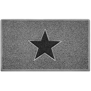 Nicoman Star Deurmat, vuilvangmat voor terras, tuin, veranda, binnen en buiten (75 x 44 cm, grijs met zwarte ster)