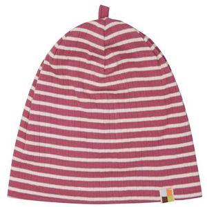 loud + proud Bonnet rayé pour fille avec côte, certifié GOTS, rouge, 42-44