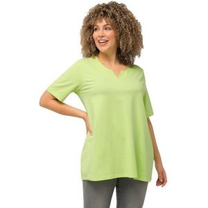 Ulla Popken T-shirt à manches mi-longues pour femme - Coupe trapèze, vert citron, 64-66
