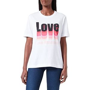 Love Moschino Dames T-Shirt, strass, zwart, Witte optiek
