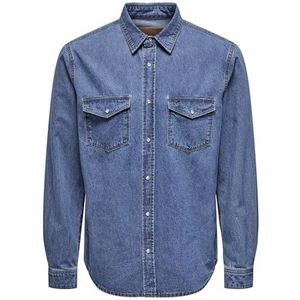 ONLY & SONS Onsbane Denim 3247 Dnm T-shirt Noos Vrijetijdshemd voor heren, Medium Blauw Denim