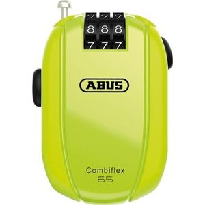 ABUS Combiflex Kabelslot, kabelslot, veiligheidsslot voor ski, helm, kinderwagen en bagage, StopOver 65-65 cm lang, 1,2 mm dik, met digitale code, neongeel