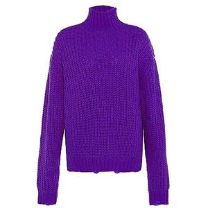 gaya Dames coltrui met onbehandelde onbehandelde onbehandelde randen acryl paars maat M/L trui sweater, M, lila, M, Lila.