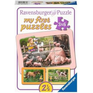 Ravensburger Kinderpuzzel - 05679 Lotta op de boerderij - My First puzzel voor kinderen vanaf 2,5 jaar, met 3 x 6 delen