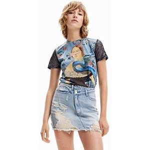 Desigual Dames T-shirt, blauw, L, Blauw