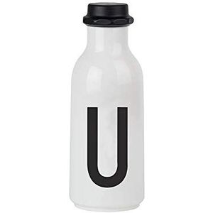Design Letters Persoonlijke drinkfles wit (U) | BPA-vrij | 500 ml | Tritan in Scandinavisch design | waterdicht | vaatwasmachinebestendig | verkrijgbaar van A-Z