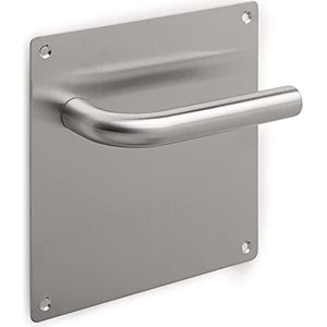 Emuca - L-handgrepen met plaat 17 x 17 cm voor binnendeuren, roestvrij staal, gesatineerd nikkel.