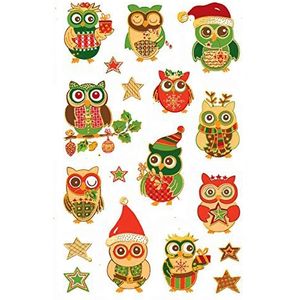 AVERY Zweckform 52818 kerststickers kerststickers uilen 18 stuks