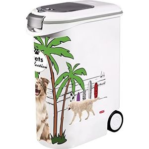 Curver Hondenvoer container - 20 kg / 54 l - Pets Collection - Grote luchtdichte geurremmende opslag voor hondenvoer - wielcontainer - 28 x 49 x 61 cm