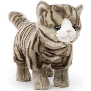 Uni-Toys - Grijze tijgerkat, staand - 35 cm (lengte) - Pluche kat - pluche knuffel