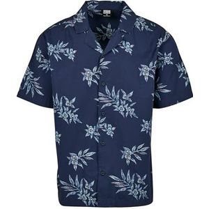 Urban Classics Heren Pattern Resort Shirt, Casual, meerkleurig (subtiele bloemen 01680), S EU, Navy Blauw