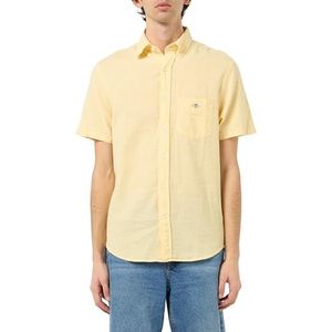 GANT Reg Cotton Linen Ss Shirt Heren Shirt, Banana Yellow., M