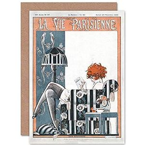 La Vie Parisenne My Love Read Head Magazine Cover Sealed Greeting Card Plus envelop Blank binnen liefde afdekking van het tijdschrift