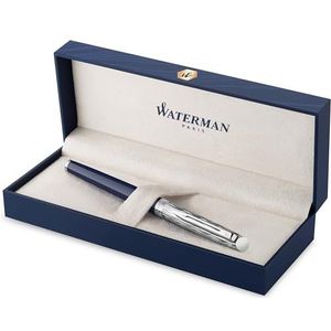 Waterman Halfbal rollerball | metallic grijs en blauw gelakt | afgeschuinde dop | zwarte inkt | doos