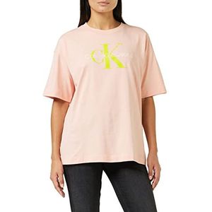 Calvin Klein Iconic Dames Monologo Tee Blush Pink, XXS, Roze Blush