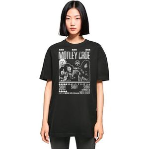 Merchcode Motley Crue Tokyo Shout Oversized Boyfriend T-shirt voor dames, oversized pasvorm, 100% katoen, maat S, zwart, S, zwart.