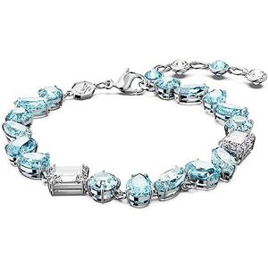 Swarovski Gema armband versierd met kristallen van verschillende grootte in blauwe en kleurloze tinten, gemaakt van gerhodineerd metaal, Kristallen, gerhodineerd, Kristallen