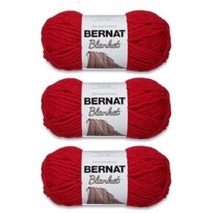 Bernat 3 x 150 g Cranberry wol voor dekens, polyester, 6 x super volume, 91,4 m, brei/haken