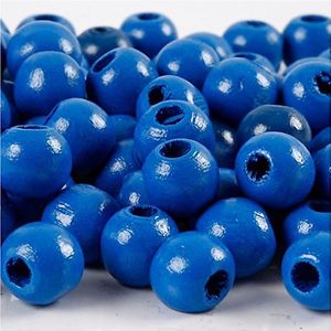 Houten kralen 12mm blauw 22g ca. 40 stuks