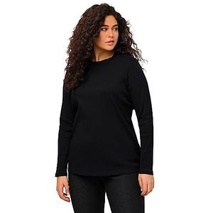 Ulla Popken, Dames-T-shirt, grote maat, klassiek, zwart, 56-58/oversized, zwart.