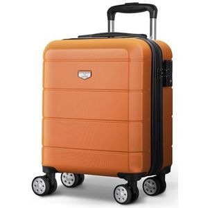 LUGG Jetset lichtgewicht reiskoffers met ABS-schaal, waterdicht en veilig vergrendelingssysteem - Easyjet, British Airways, TUI en meer, 45 x 36 x 20 cm, Oranje, Crème/bruin