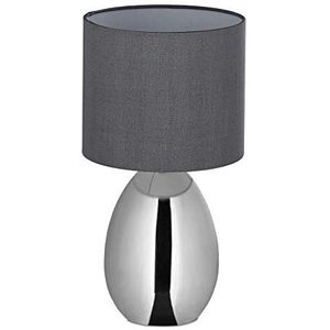 Relaxdays Dimbaar touch-nachtlampje, moderne touch-lamp met 3 standen, E14, tafellamp met kabel, 33,5 x 18 cm, zilver