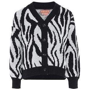 Nally Trendy vest met zebraprint polyester wit zwart maat M/L trui, M, wit/zwart, M, Wit/Zwart