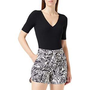 Vila Vipalomy Rw Tailored Shorts voor dames, Berken/Aop: zwarte bladeren