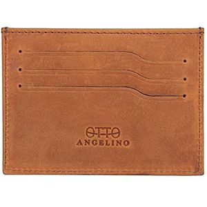 Otto Angelino Minimalistische creditcardhouder, ultradun, van echt leer, rood, Kameel., Taille unique, casual