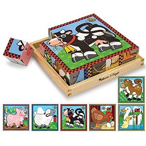 Melissa & Doug Puzzel kubus boerderijdieren, 6 puzzels, cadeau voor kinderen van 2 3 en 4 jaar, klassiek Montessori-speelgoed van hout, educatief en ontwikkelingsspeelgoed