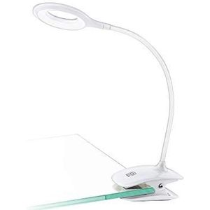 EGLO Cabado Led-klemlamp met accu, klemlamp met touch, neutraal wit, dimbaar, bureaulamp van kunststof, klemspot in wit, ledscherm met klem